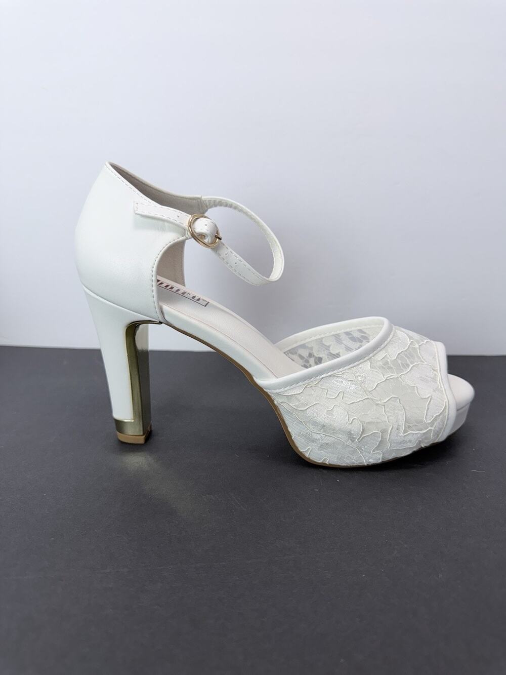 IDIFU Women's IN4 Mary Platform Chunky High Heels Sandals Peep Toe Size 9 White